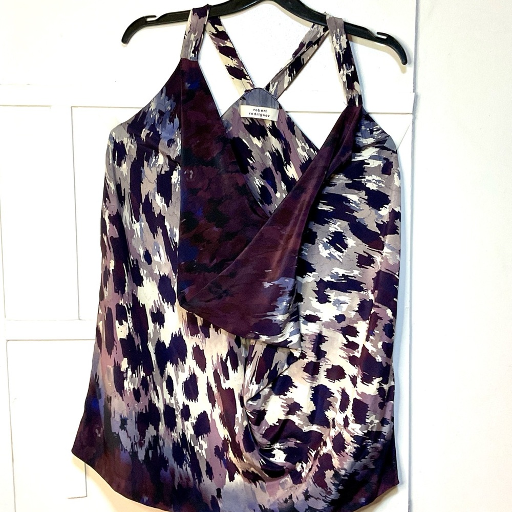 Deep Purple & Grey Animal Print Cow-Neck Women's Tank